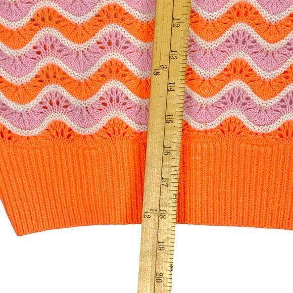 Divided H&M Crop Sweater Women S Orange Pink Chunky Knit Balloon Sleeve Oversize - Picture 13 of 16